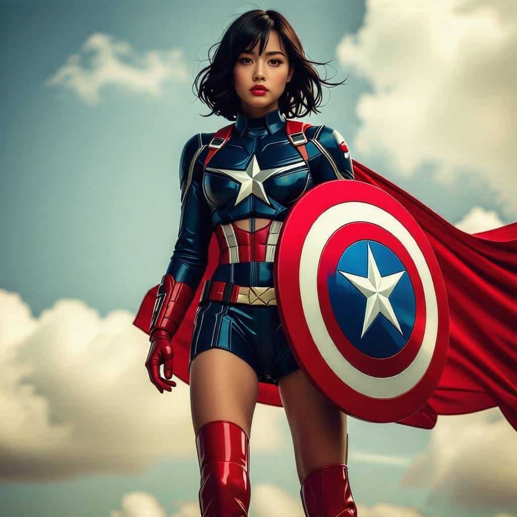 Korean female hero inspired by Captain America